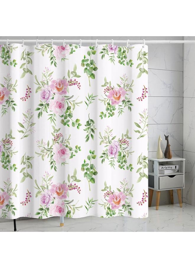 Bluejw Polyester Shower Curtain  Explosions Flowers And Plants Watercolor Bathroom Four-piece Dry And Wet Separation Isolation Waterproof Bath  - Image 1