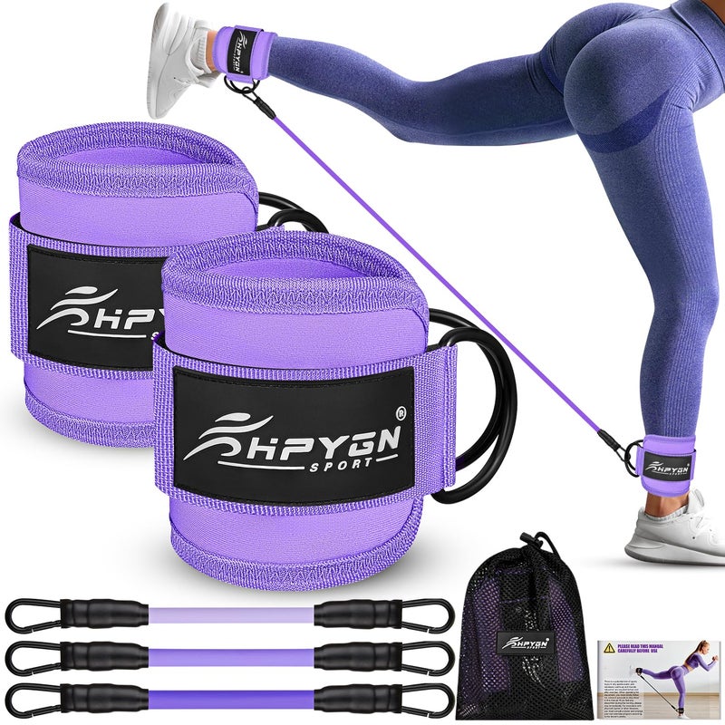 HPYGN Ankle Resistance Bands with Cuffs, Leg Glutes Training Workout Equipment for Women,Three Different Pound Leg Resistance Bands with Adjustable, Ankle Bands Set for Home Gym - Image 1