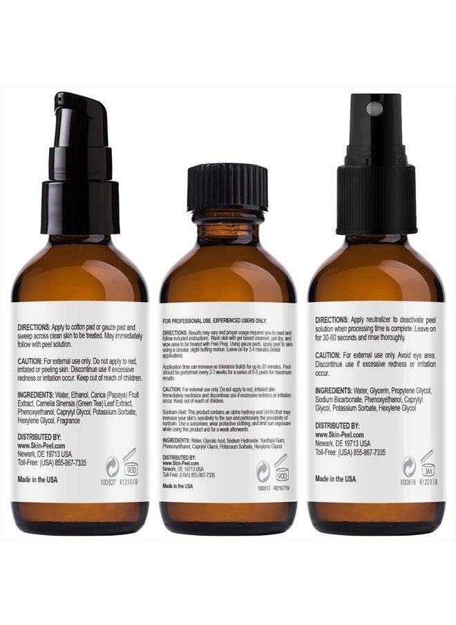 Medpeel - MedPeel Glycolic Acid 70% Essential Peel Kit, Includes Peel, Prep and Neutralizer, Professional, Deep Strength Chemical Face Peel, Minimize Pores Wrinkles, 1oz/ 30ml (Kit of 3) - Image 1