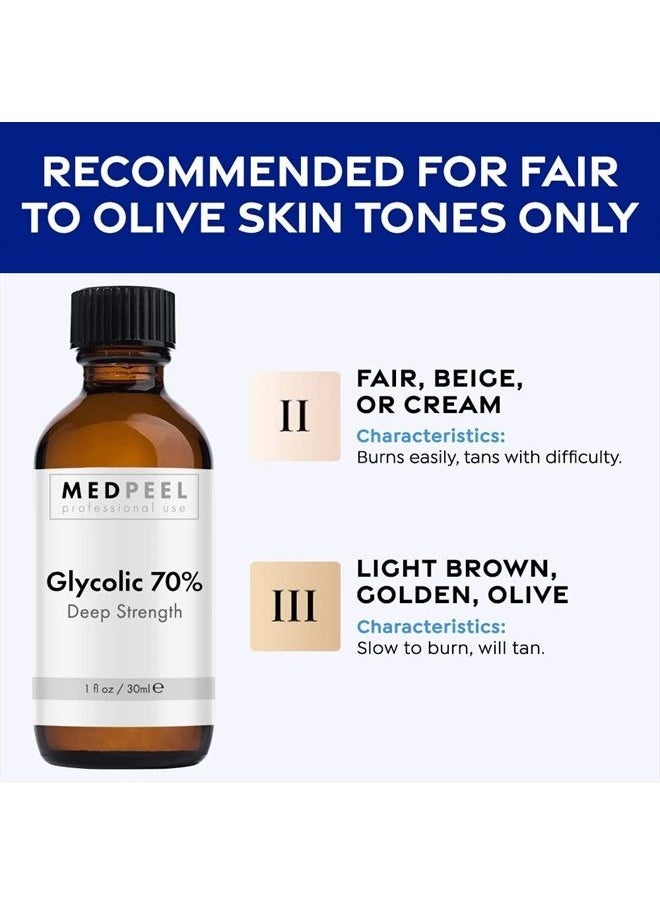 Medpeel - MedPeel Glycolic Acid 70% Essential Peel Kit, Includes Peel, Prep and Neutralizer, Professional, Deep Strength Chemical Face Peel, Minimize Pores Wrinkles, 1oz/ 30ml (Kit of 3) - Image 1