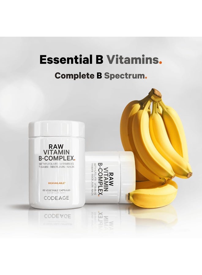 Codeage Raw Vitamin B-Complex Supplement - Essential B Vitamins with Probiotics, Digestive Enzymes, Fruits & Vegetables - 2-Month Supply - Methylfolate - Biotin - Vitamin B12 - Non-GMO - 60 Capsules - Image 3