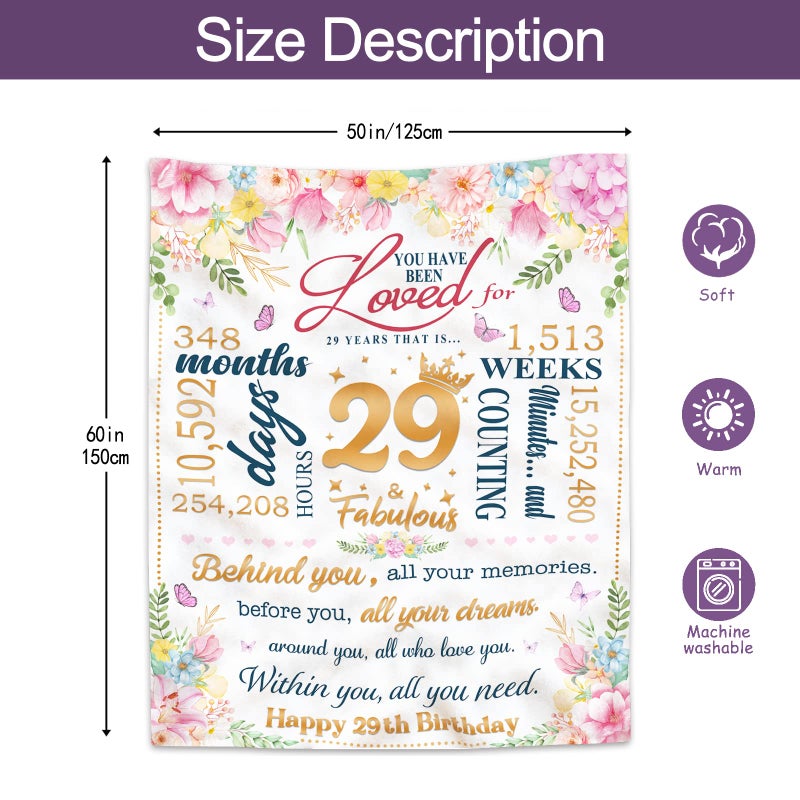 Ruvinzo 29th Birthday Gifts for Women  Best Gifts for 29 Year Old Women  Birthday Gifts Blanket 60  x 50  for 29 Year Old Female  29th Birthday Gift Ideas for Her  Happy 29th Birthday - Image 3