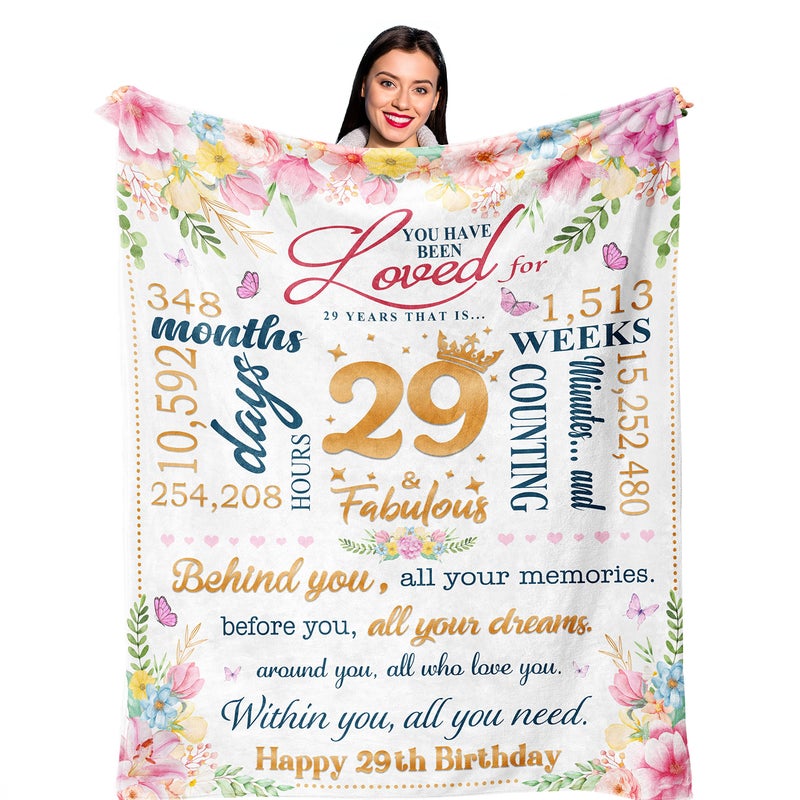 Ruvinzo 29th Birthday Gifts for Women  Best Gifts for 29 Year Old Women  Birthday Gifts Blanket 60  x 50  for 29 Year Old Female  29th Birthday Gift Ideas for Her  Happy 29th Birthday - Image 1