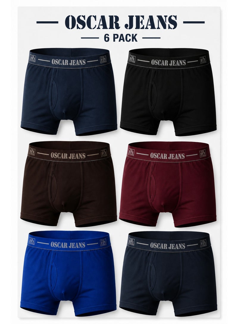 OSCAR JEANS 6-Pack 100% Cotton Premium Men's Underwear Boxers Seamless Soft Knitted Antibacterial Breathable Elastic Waistband Super Combed Cotton - Image 1