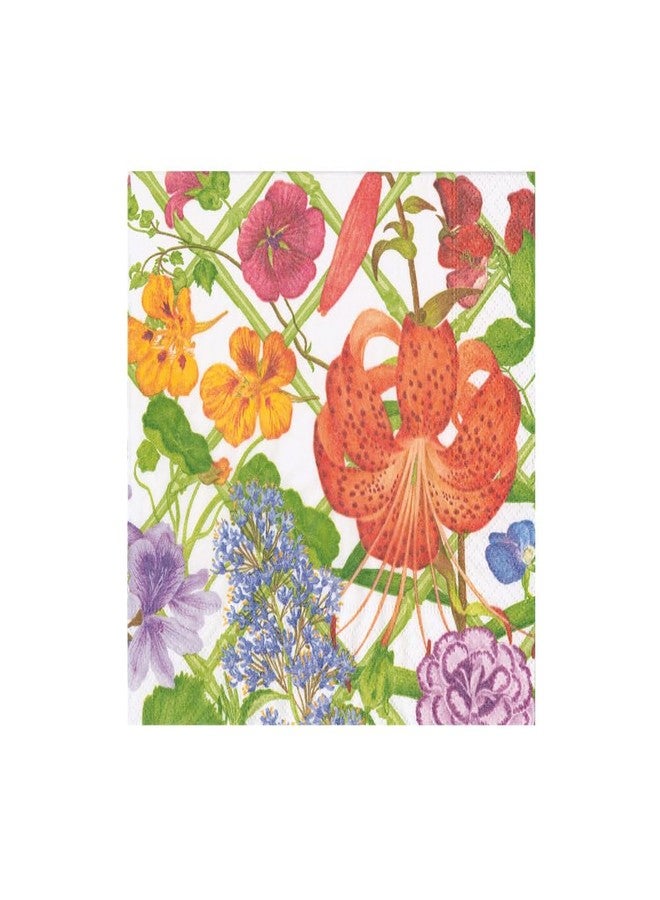 Caspari Floral Trellis Cocktail Napkins - 20 Per Package - Image 1