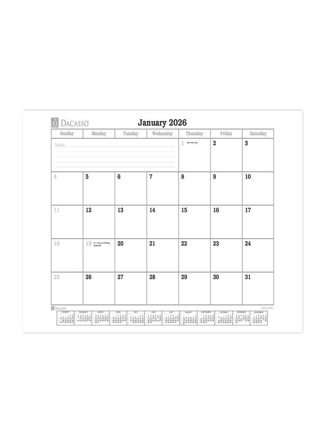Dacasso 2026 Desk Pad Monthly Calendar Refill/Insert, 28.75" x 16.75", Dacasso (S2004 / S2004-O) - Image 1