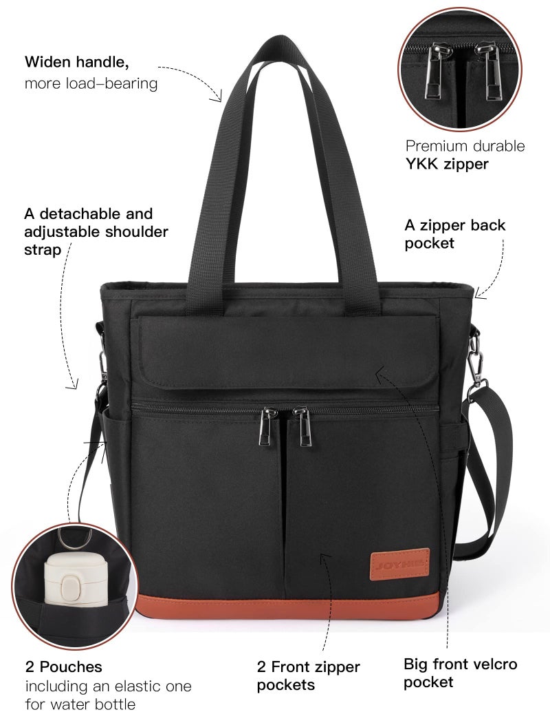 JOYHILL Lunch Bag - Insulated, Leakproof Lunch Tote with Shoulder Strap for Adults - Work, Picnic, Camping, Beach (C-BLACK) - Image 2