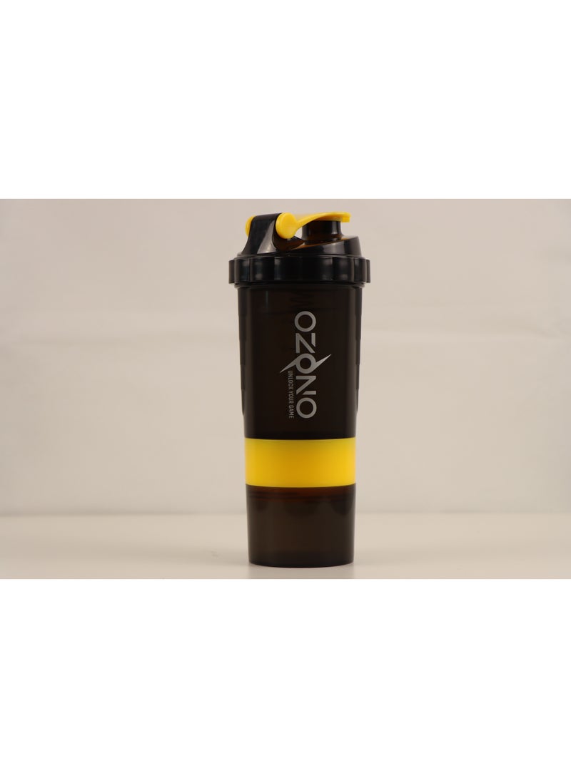 Ozono 3-layer Protein shaker bottle, 500ML, Yellow - Image 1