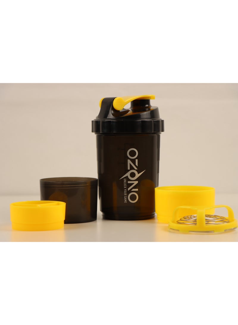 Ozono 3-layer Protein shaker bottle, 500ML, Yellow - Image 4