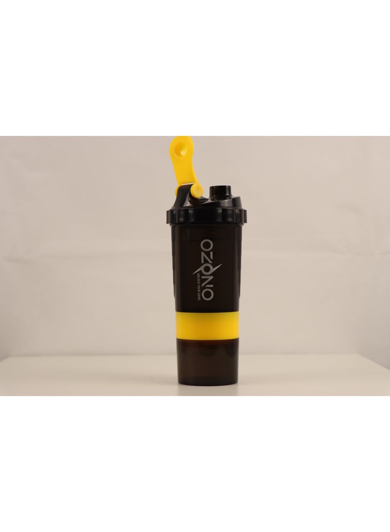 Ozono 3-layer Protein shaker bottle, 500ML, Yellow - Image 3