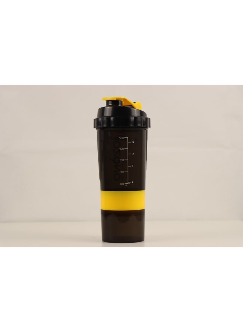 Ozono 3-layer Protein shaker bottle, 500ML, Yellow - Image 2