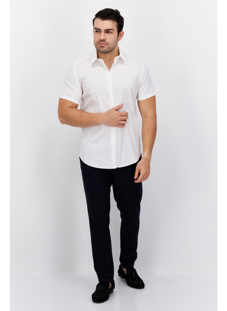 Theory Men Regular Fit Solid Short Sleeves Casual Shirt, White  - Image 3