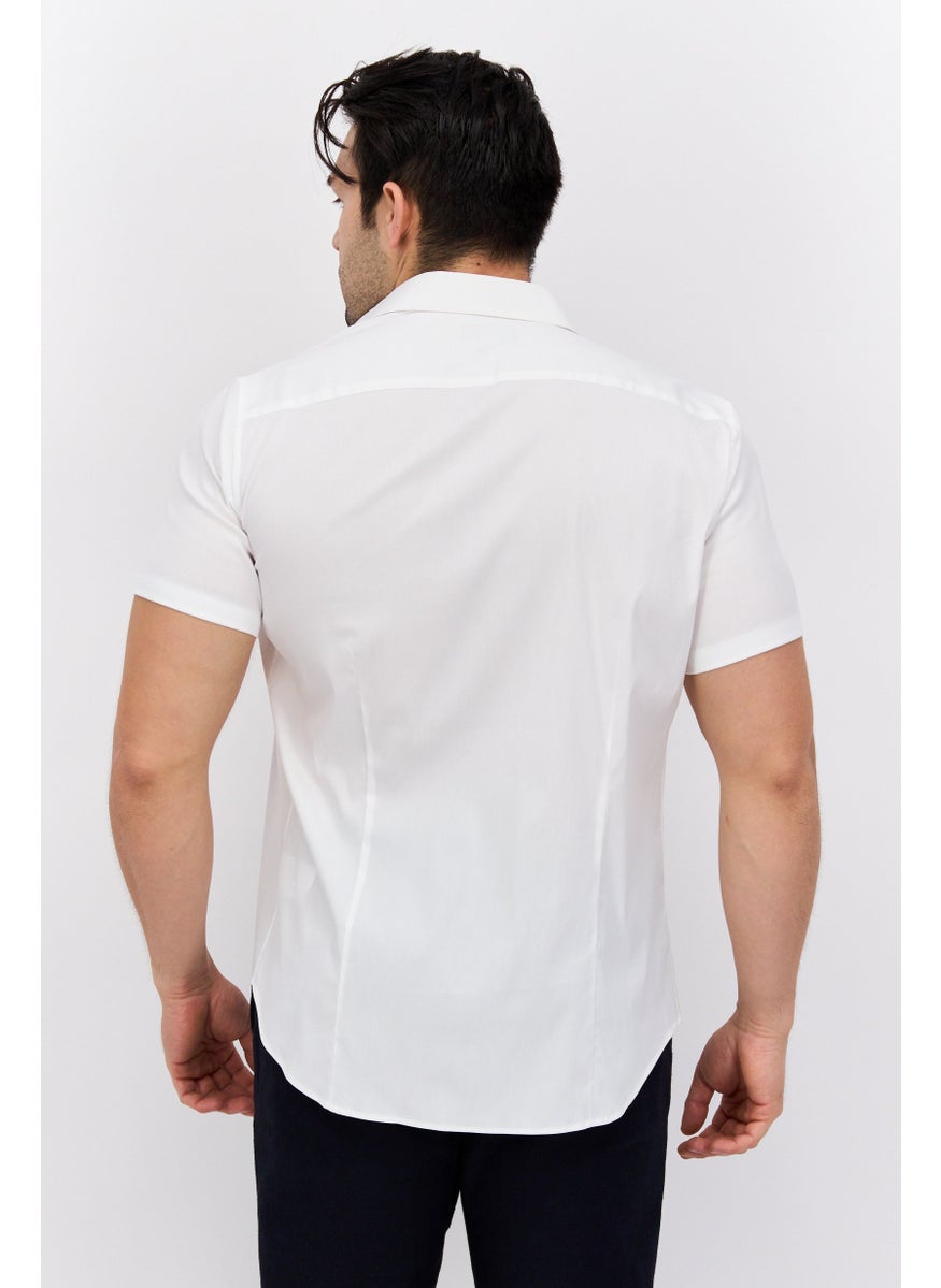 Theory Men Regular Fit Solid Short Sleeves Casual Shirt, White  - Image 4
