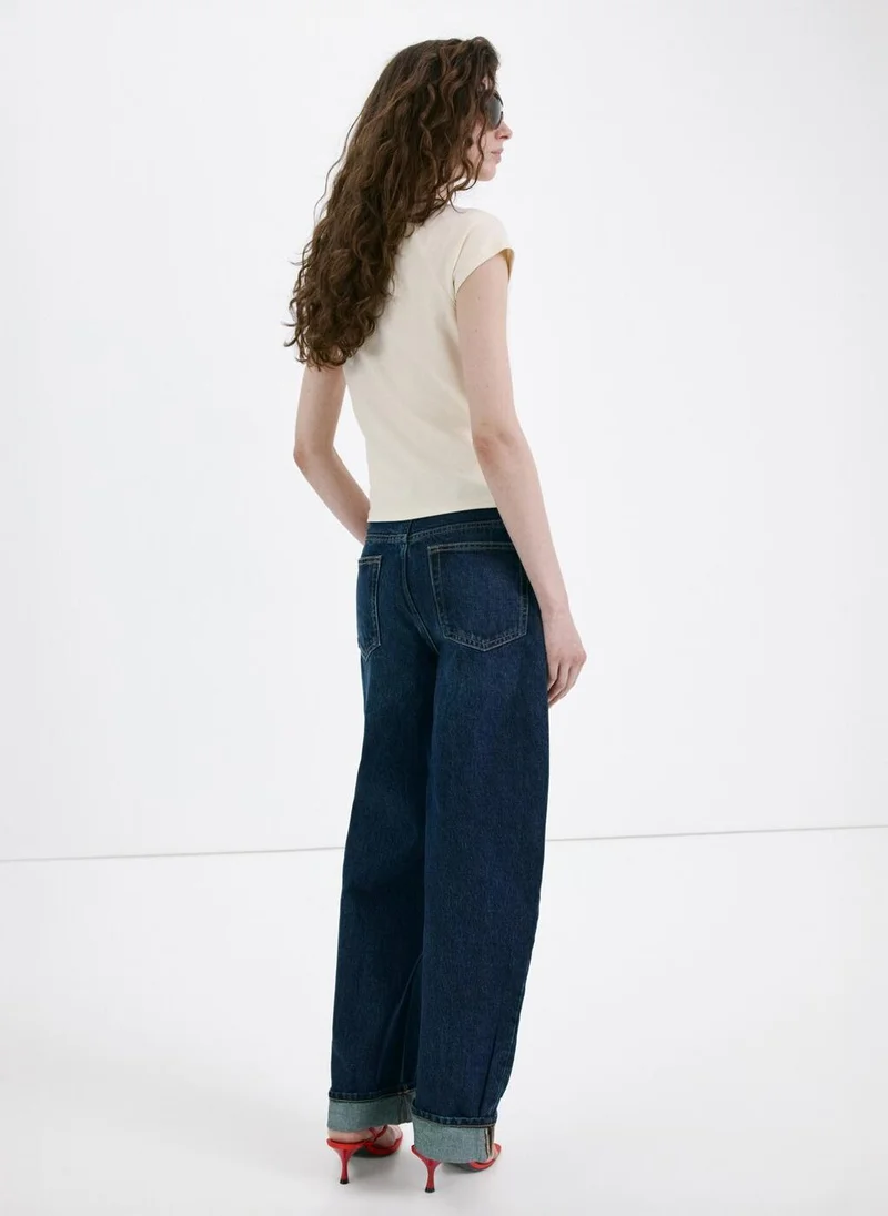 مانجو Cotton T-shirt with contrasting trim