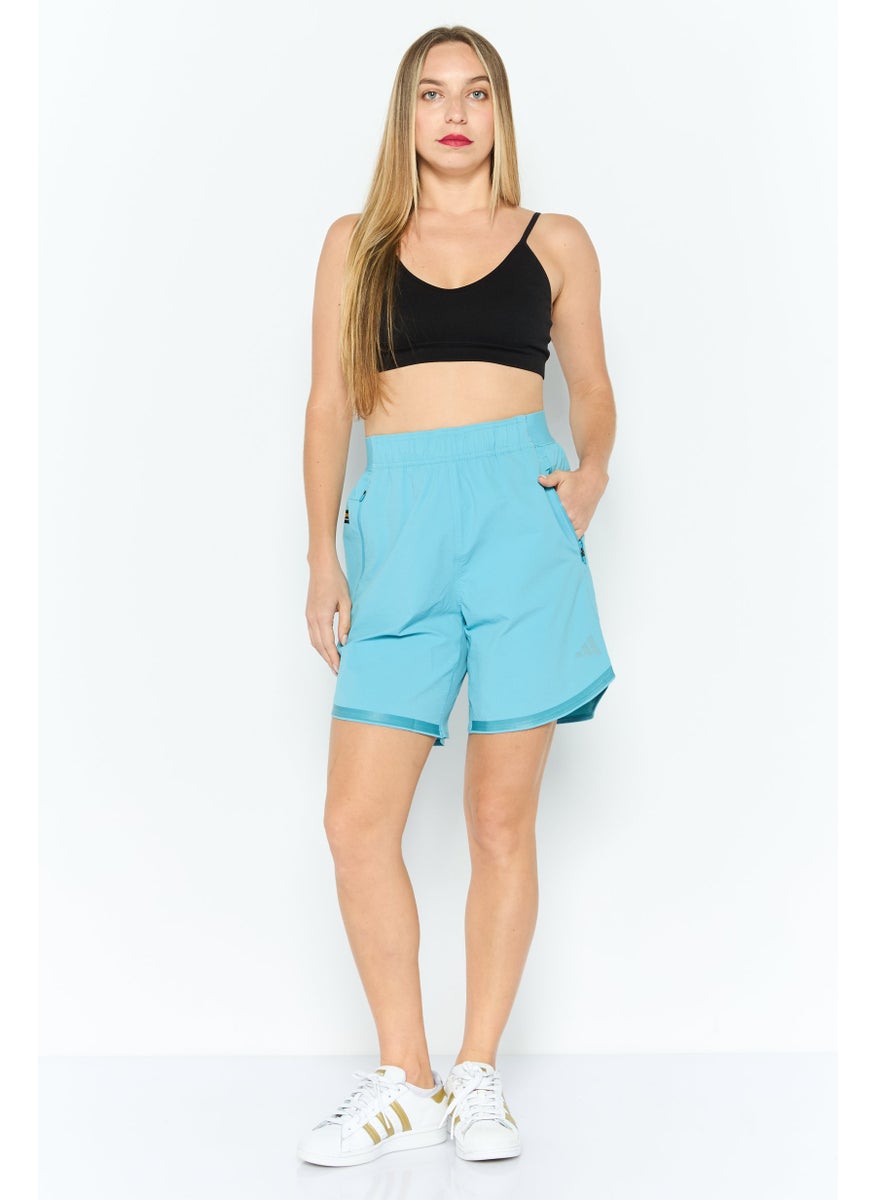 Adidas Women Sportswear Fit 7 Inseam Outdoors Short, Turquoise  - Image 3