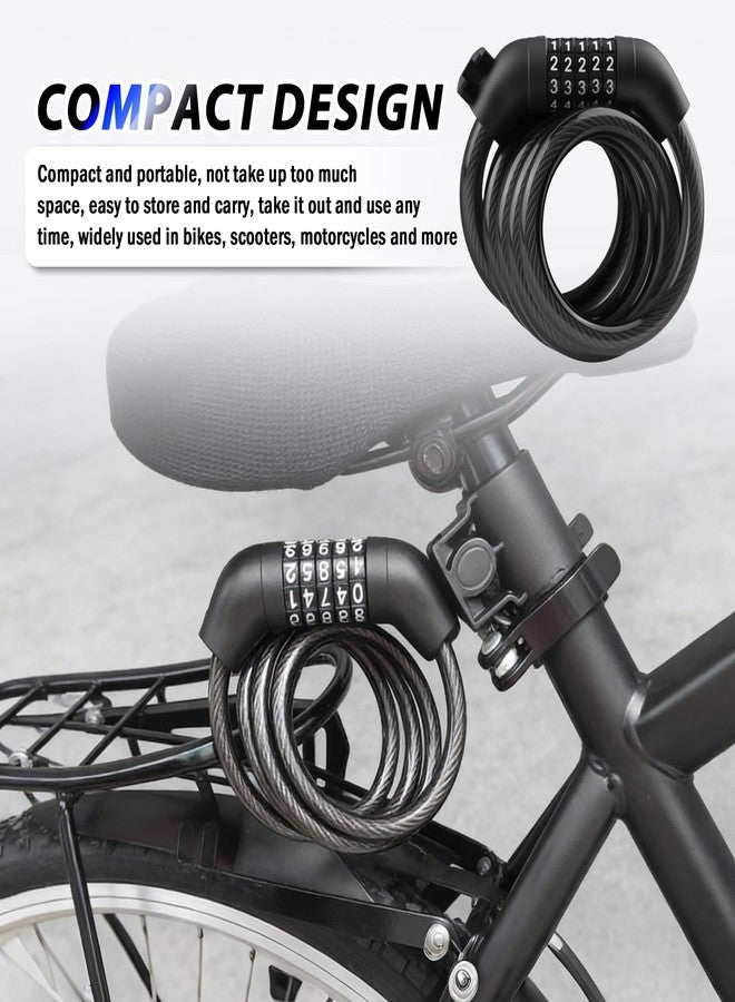 Aokdom 4FT 5-Dial Resettable Long Bike Lock Cable,High-Strength Anti-Cut Bike Cable Locks with Quick-Release Mount,Universal Cables Bikes Lock Combination for Bikes/Scooters/Motorcycles - Image 5