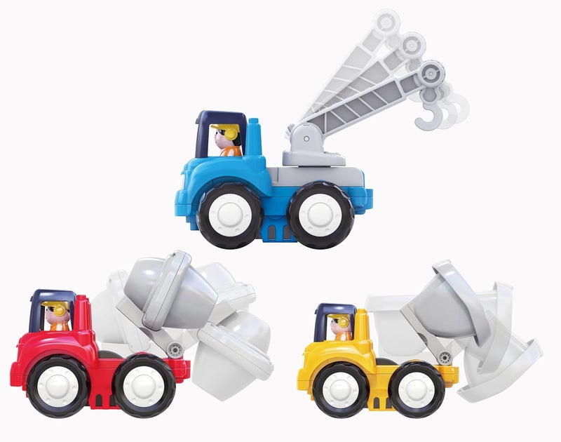 Hola Construction Cement Mixer Truck Toy for Toddlers – Friction Powered Vehicle with Spinning Drum - Image 4
