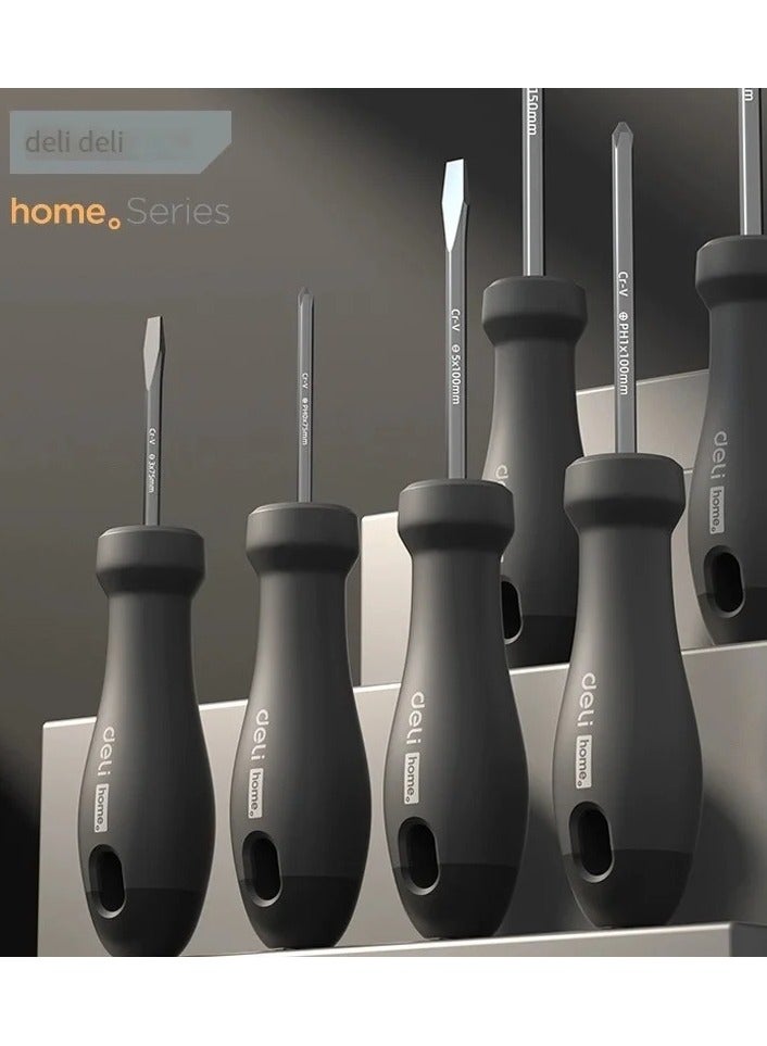 Deli HT1206 Screwdriver Slotted Cross Household Soldering Vanadium Alloy Steel Driver Strong Magnetic 150mm #BLACK - Image 3