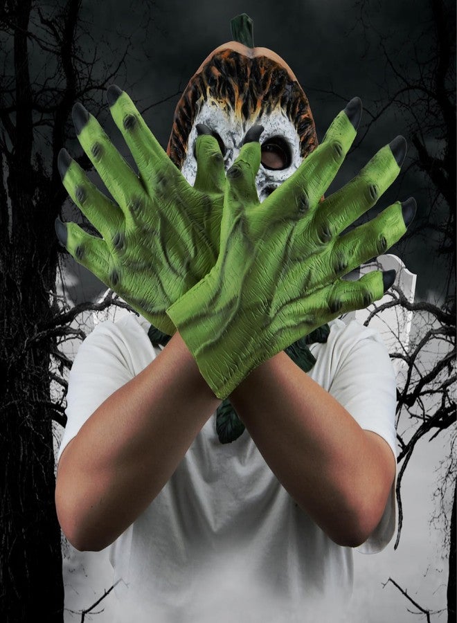 STYLER Halloween Monster Hand Gloves for Adults Zombie Gloves for Teens Dress Cosplay Halloween Easter Party (Green) - Image 5