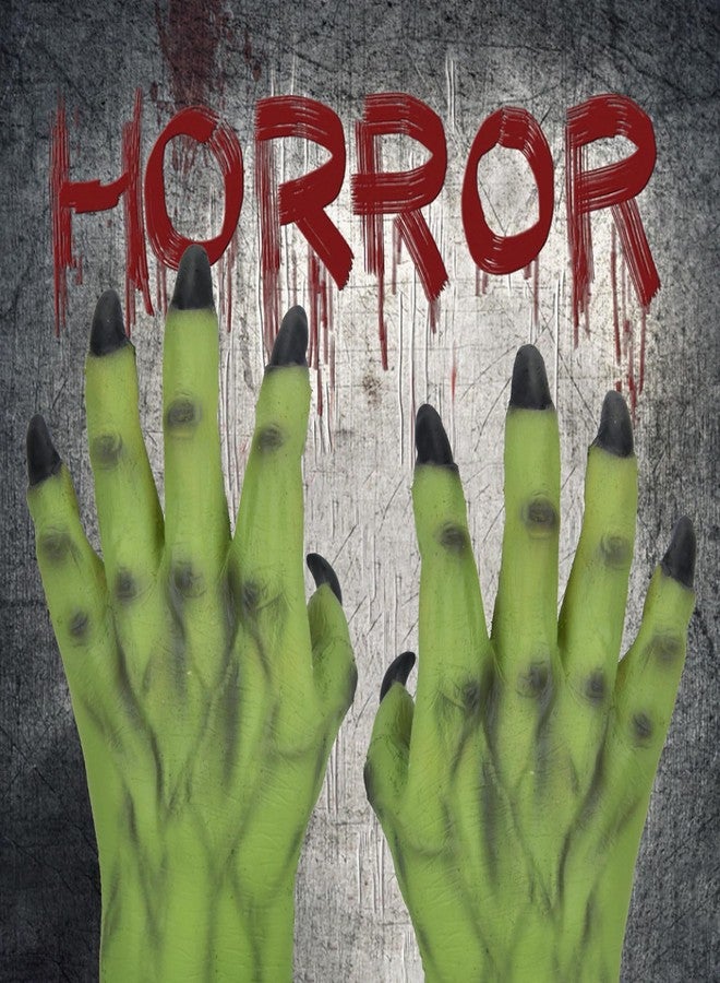 STYLER Halloween Monster Hand Gloves for Adults Zombie Gloves for Teens Dress Cosplay Halloween Easter Party (Green) - Image 2
