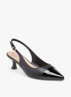 Flora Bella By Shoexpress Women's Monogram Print Pointed Toe Slingback Shoes with Kitten Heels  - Image 2