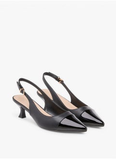 Flora Bella By Shoexpress Women's Monogram Print Pointed Toe Slingback Shoes with Kitten Heels  - Image 1