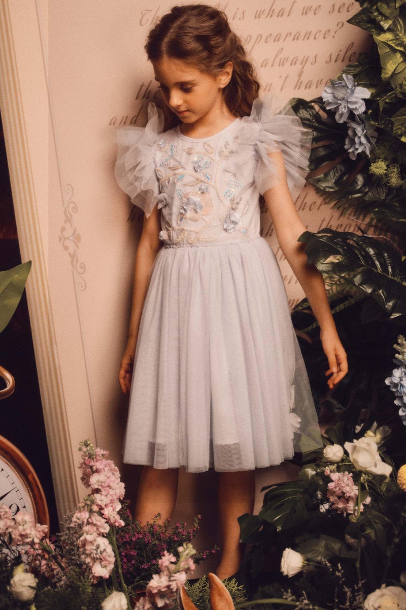 TUTULAND Tutu Dress for Girls - Embroidered Tulle Tiered Layered Flower Toddler Dress for Wedding & Birthday - Image 2