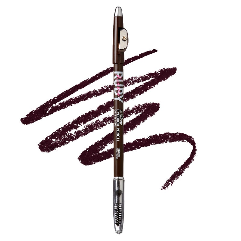 Ruby Kisses GoBrow Eyebrow Pencil, Sharpenable, Longwear, Long Lasting Eyebrow Wooden Pencil for Natural-Looking Brows (Dark Brown) - Image 1