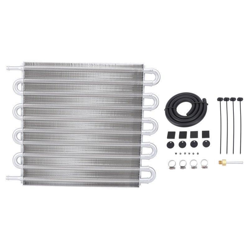 10 Row Silver Aluminum Transmission Oil Cooler Enhanced Performance - Easy Installation Efficient Cooling for Vehicles in Harsh Conditions - Image 1