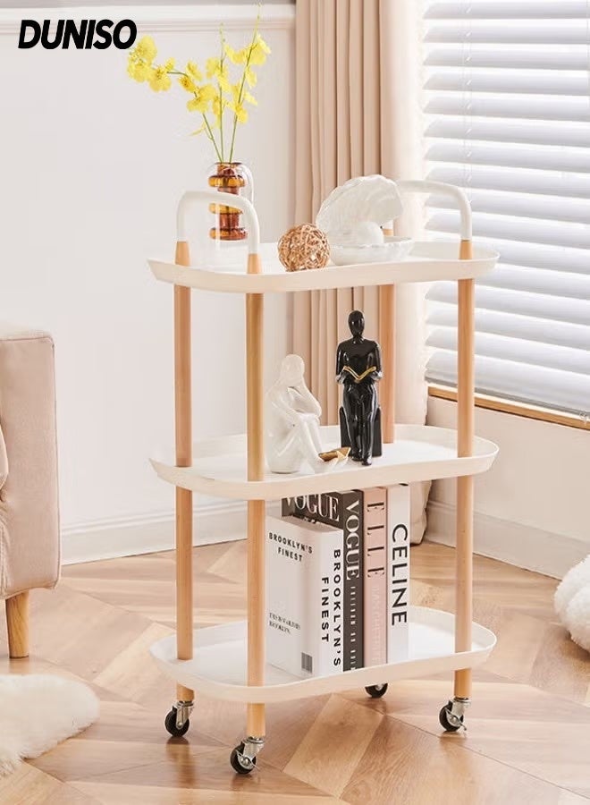 DUNISO Storage Shelves on Wheels, 3 Tier Storage Rack for Storage,Multi-Functional Storage Trolley, Movable Storage Organizer for Garage, Kitchen, Basement, Kitchen Shelf Organizer - Image 1