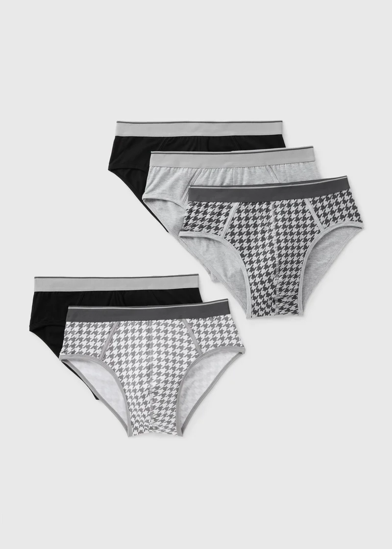 Matalan 5 Pack Grey Mono Briefs
