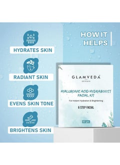 Glamveda Hyaluronic Acid Hydra Boost Facial Kit | Salon Like Glow | 6 Step Facial Kit| Sls & Paraben Free| 40Gm (Hydra Boost)  - Image 5
