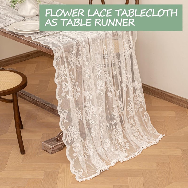 Jayla White Lace Tablecloth for Rectangular Tables Vintage Style Wedding Table Cloths for Reception Baby Shower Birthday Party Formal Dining Dinner Parties 54 X 82 Inches - Image 4