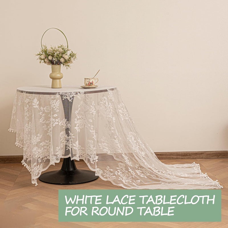 Jayla White Lace Tablecloth for Rectangular Tables Vintage Style Wedding Table Cloths for Reception Baby Shower Birthday Party Formal Dining Dinner Parties 54 X 82 Inches - Image 3