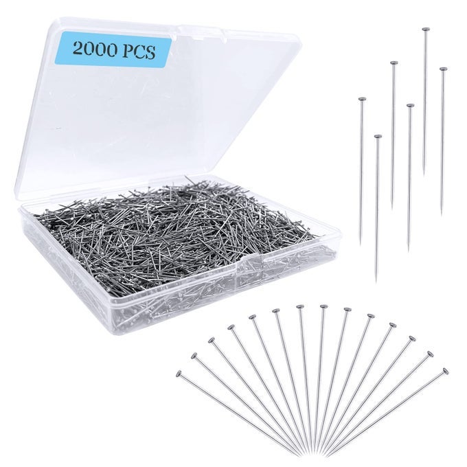 2000PCS STRAIGHT PINS FOR CRAFTS SEWING PINS FOR FABRIC DRESSMAKER PINS LONG 1 INCH FLAT HEAD PINS FOR QUILTING SEWING JEWELRY DIY FINE SATIN PIN