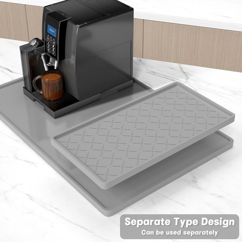 Rnivvi حصيرة قهوة من السيليكون من ، مقاس 16" x 24"، مقاومة للماء وذات حافة مرتفعة، مناسبة لملحقات محطة آلة الإسبريسو، وسادة لتجفيف الأطباق قابلة للفك ومقاومة للحرارة للعمل على طاولة المطبخ، لون رمادي - Image 3