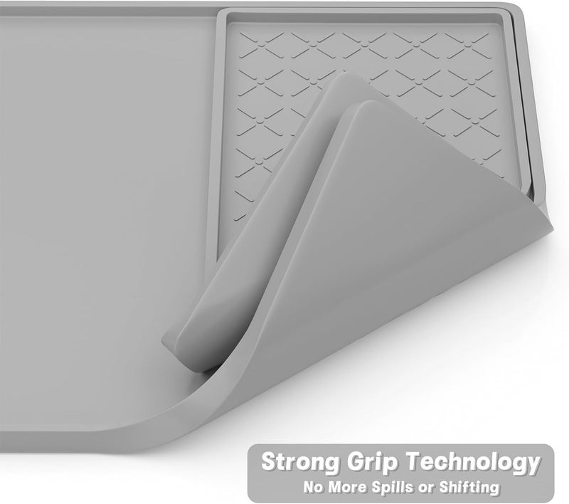 Rnivvi حصيرة قهوة من السيليكون من ، مقاس 16" x 24"، مقاومة للماء وذات حافة مرتفعة، مناسبة لملحقات محطة آلة الإسبريسو، وسادة لتجفيف الأطباق قابلة للفك ومقاومة للحرارة للعمل على طاولة المطبخ، لون رمادي - Image 5