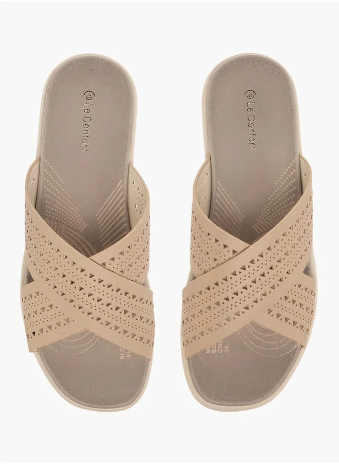 لو كونفورت Women Cross Strap Slip-On Sandals