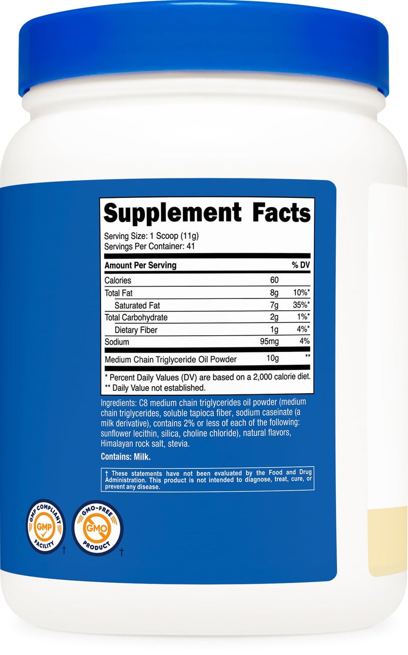Nutricost C8 MCT Oil Powder 1LB (16oz) Vanilla Flavor - 95% C8 MCT Oil Powder, Best for Keto Diets, Non-GMO, Gluten Free - Image 5