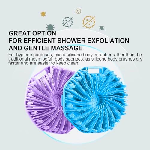 RamPula Silicone Body Scrubber for Shower, Shower Body Brush for Effective Showering Exfoliation and Gentle Massage Back Scrubber with Soft Bristles, Loofah Alternative for Sensitive Skin, Gift for Family - Image 3