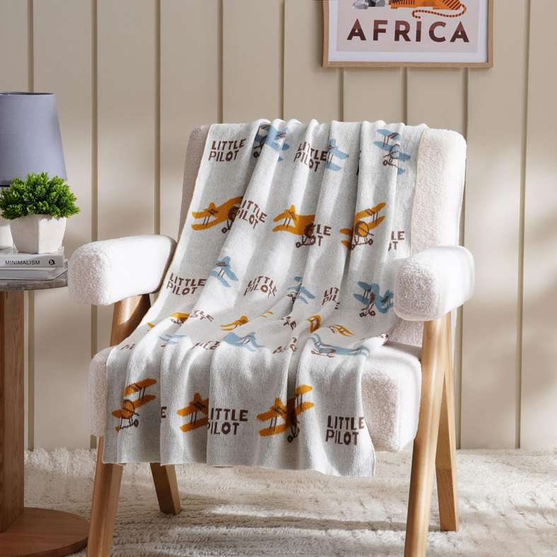 Pan Home Little Pilot Cotton Throw for Kids