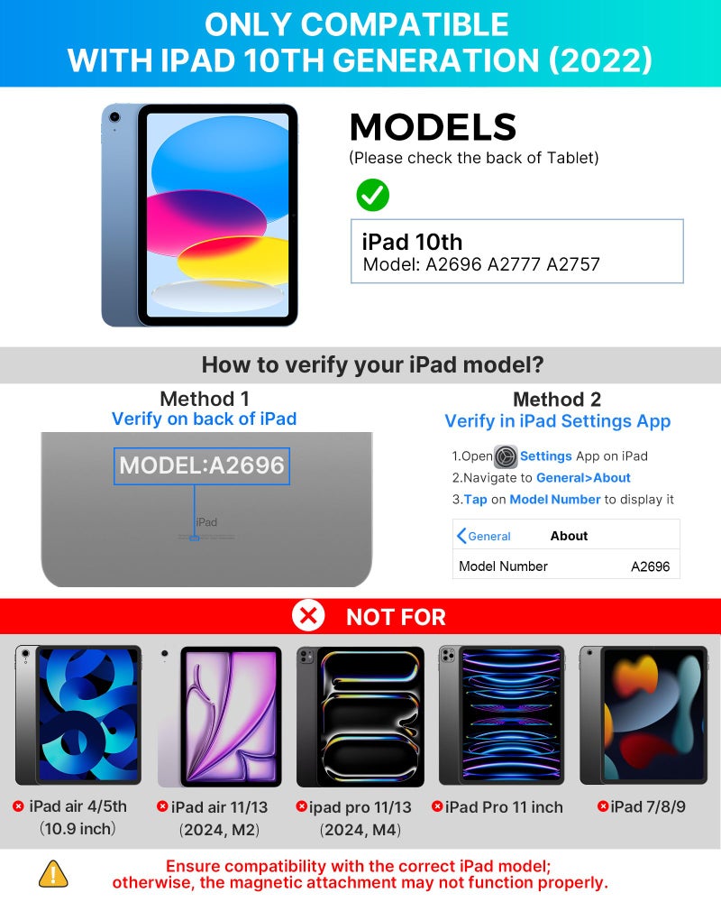 typecase كيبورد تايب كيس إيدج لجهاز آيباد الجيل العاشر (10.9 بوصة، 2022) - 10 ألوان مضيئة، رفيع، لوحة تتبع متعددة اللمس، بلوتوث، غلاف كيبورد بقفل مغناطيسي لجهاز آيباد الجيل العاشر 10.9 - توت العليق - Image 2
