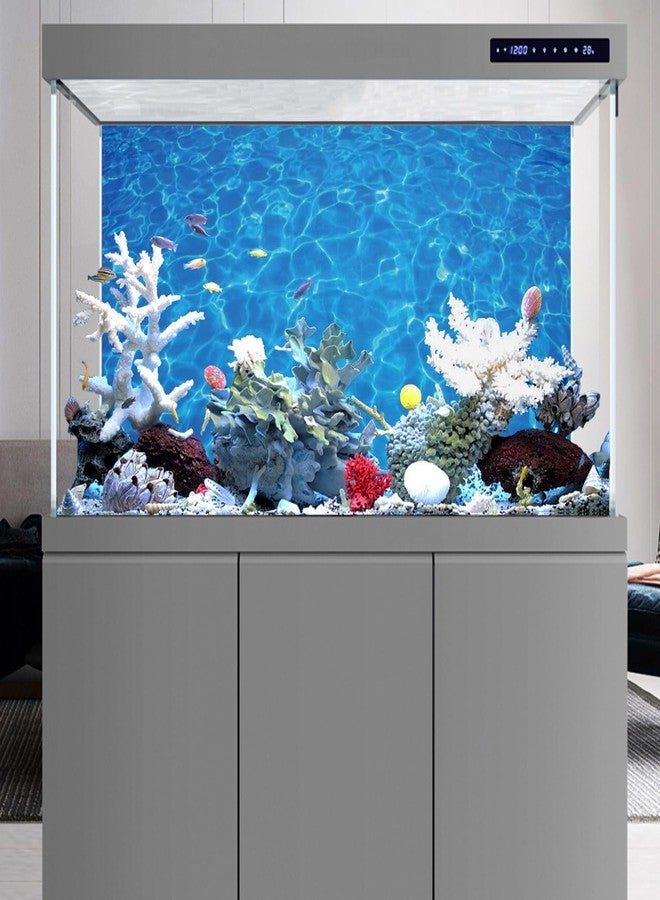 AWERT Vinyl 48x24 inches Underwater Aquarium Background Blue Ripped Water Fish Tank Background Swimming Pool Terrarium Background - Image 5