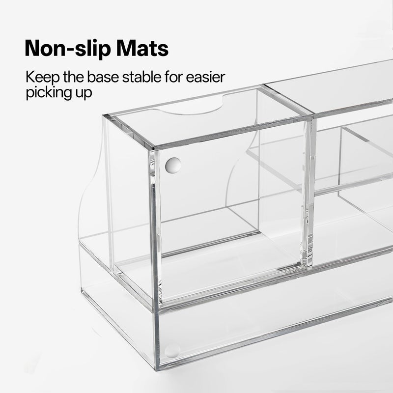HBlife Acrylic Desk Organizer with 7 Compartments, Pen & Pencil Holder, Clear Multifunctional Desktop Caddy for Office Supply and Organization - Image 3