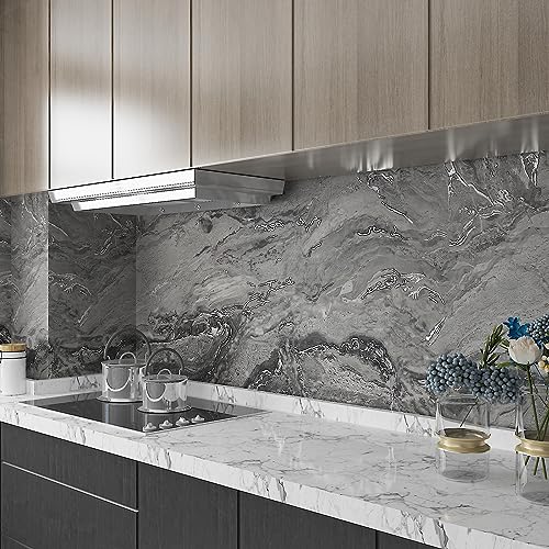 CHIHUT 17.7''x236'' Dark Grey Marble Contact Paper for Countertops Decorative Marble Wallpaper Kitchen Counter Top Peel and Stick Waterproof Removable Vinyl Countertop Wrap for Walls Cabinets Desktop - Image 3