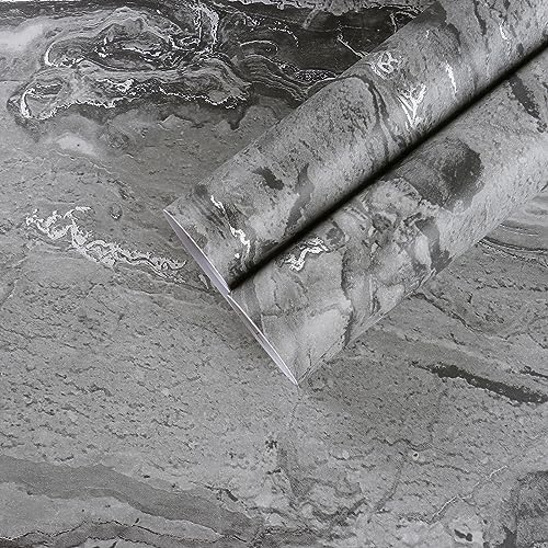 CHIHUT 17.7''x236'' Dark Grey Marble Contact Paper for Countertops Decorative Marble Wallpaper Kitchen Counter Top Peel and Stick Waterproof Removable Vinyl Countertop Wrap for Walls Cabinets Desktop - Image 1