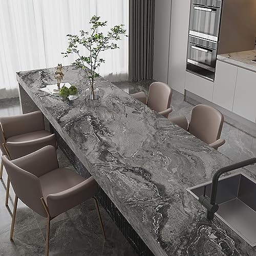 CHIHUT 17.7''x236'' Dark Grey Marble Contact Paper for Countertops Decorative Marble Wallpaper Kitchen Counter Top Peel and Stick Waterproof Removable Vinyl Countertop Wrap for Walls Cabinets Desktop - Image 5