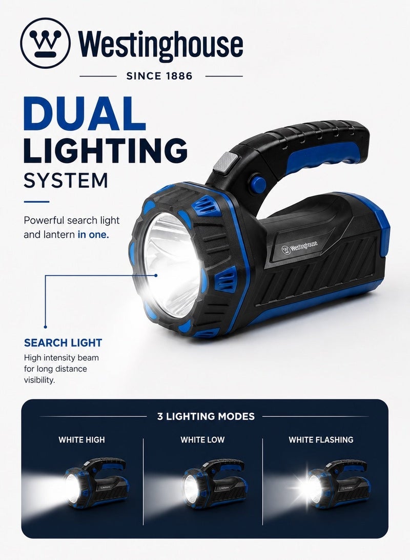 Westinghouse Lighting Westinghouse WF-227 Rechargeable LED Search Light – High-Power Spotlight with USB Charging, Long Runtime, Rugged Waterproof Design – Portable Handheld Torch for Camping, Hiking, Power Outages & Emergency Preparedness - Image 2