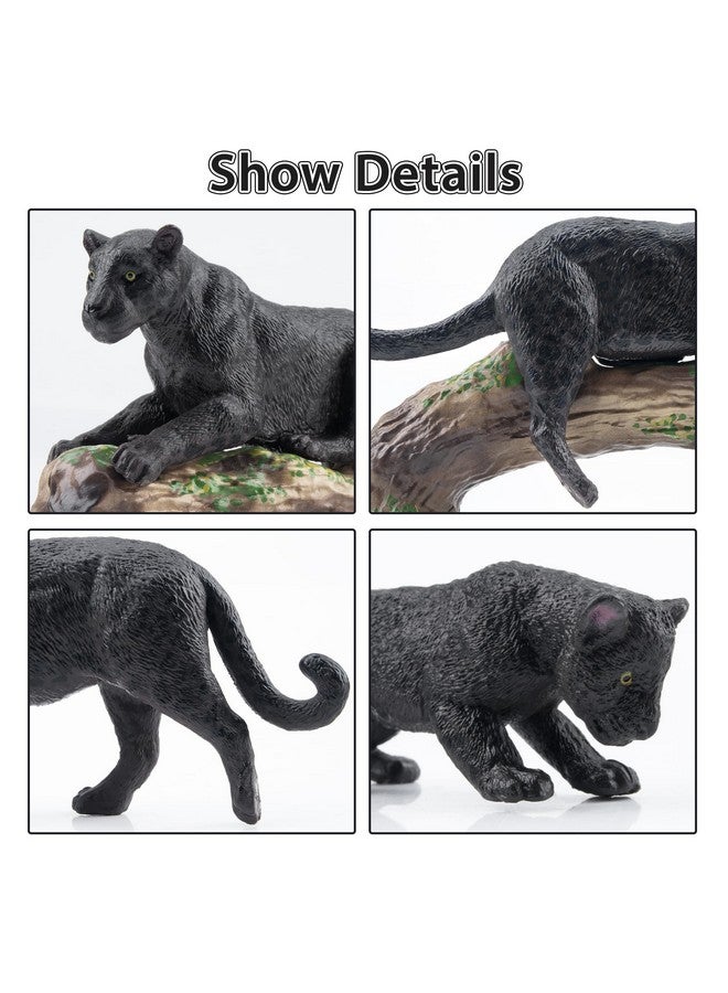 TOYMANY Toymany 7PCS Black Panthers Figurines with Panther Cub and Tree Trunk, Realistic Jungle Animals Figures Family Playset, Educational Toy Cake Toppers  - Image 4