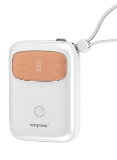 Wopow SQ23 Mini Power Bank 10000mAh 22.5W Quick Charging PD 20W with Digital display built in cable For iPhone & C Type